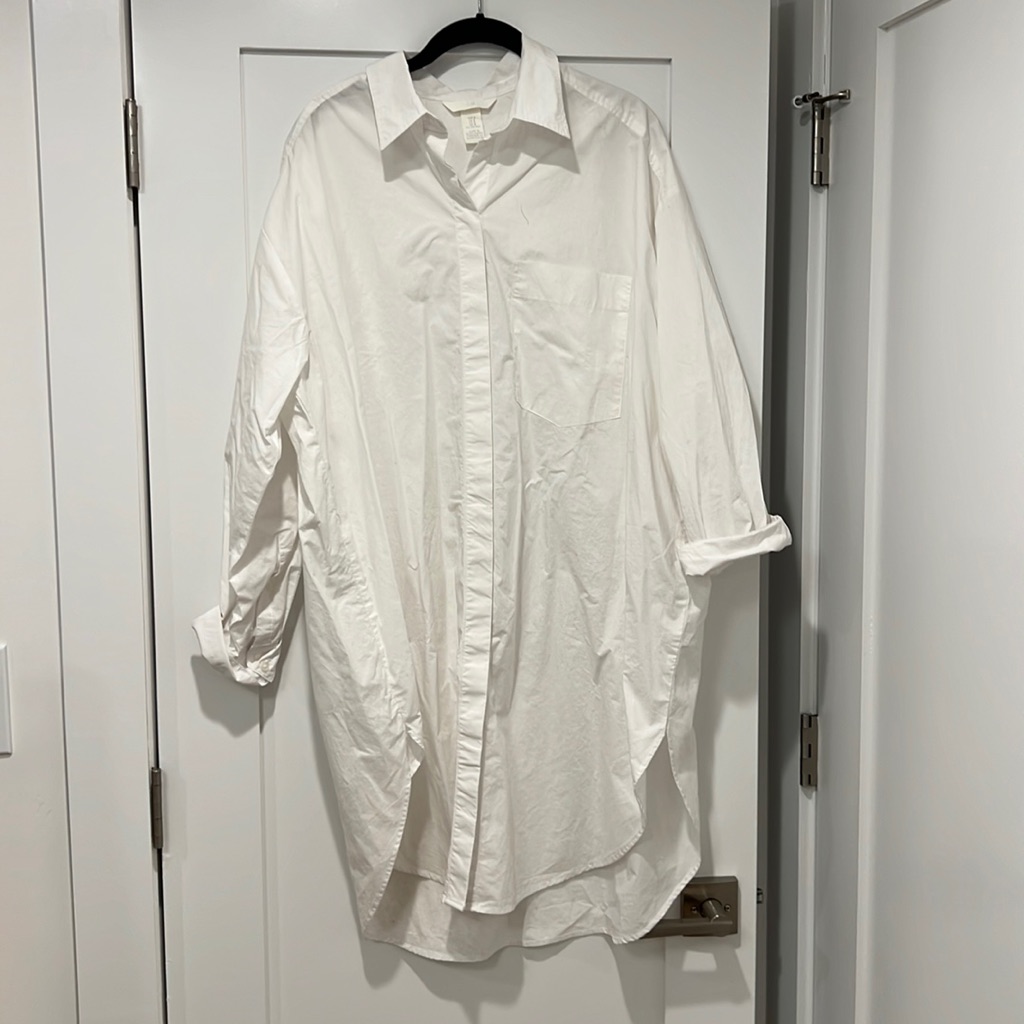 Hm White Long Button Down